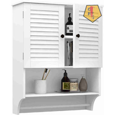 Bathroom storage cabinet with towel online bar